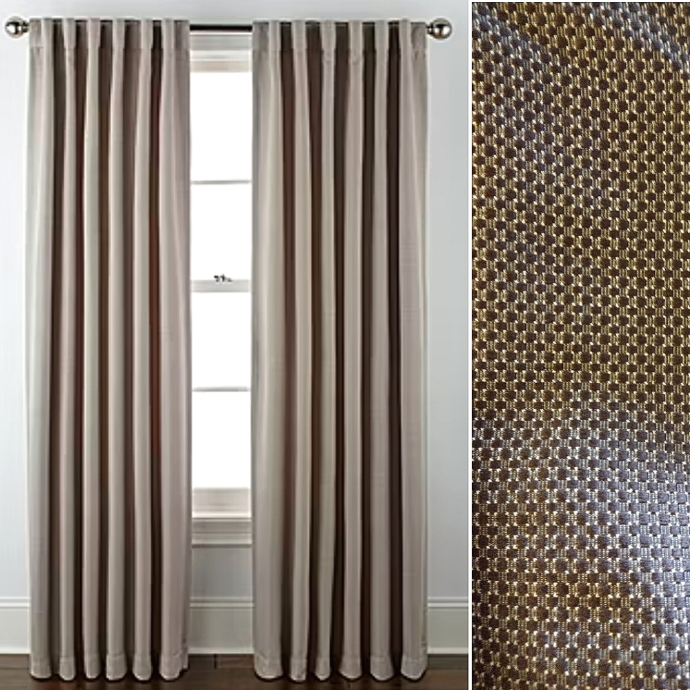 Linden Street 2 Dark Brown Woven Back Tab Curtain Panels 52"x84"